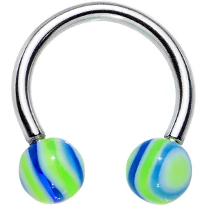 14 Gauge 7/16 Blue Lime Green HYPNOTIC Horsehoe Circular Barbell