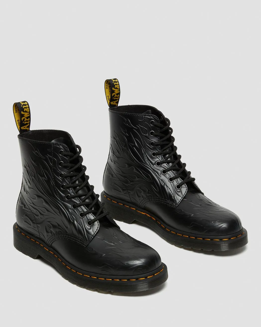 1460 Flames Black Polished Smooth Leather Lace Up Boot