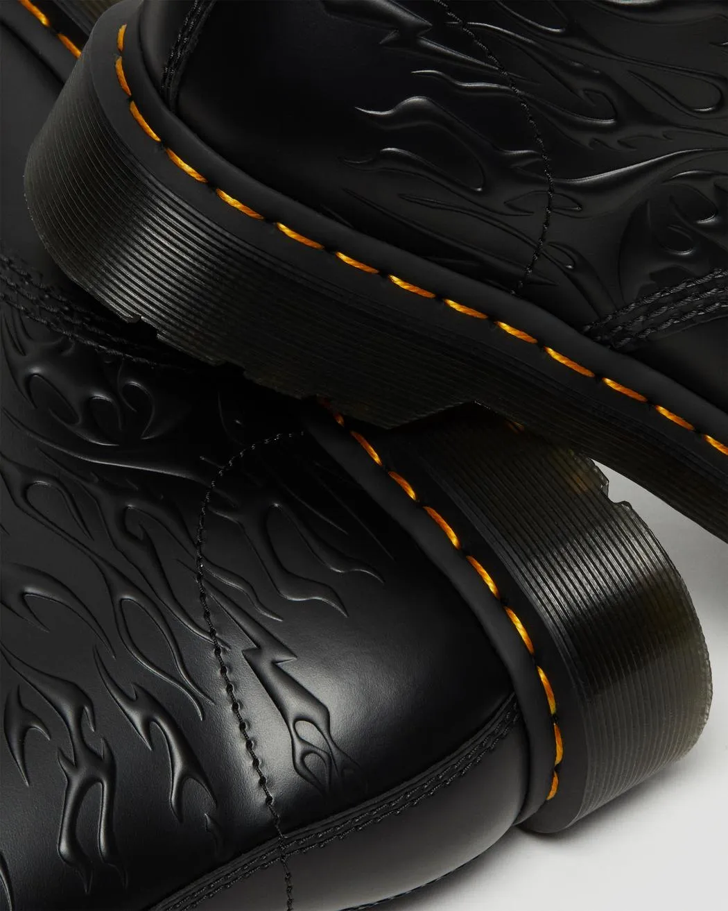 1460 Flames Black Polished Smooth Leather Lace Up Boot