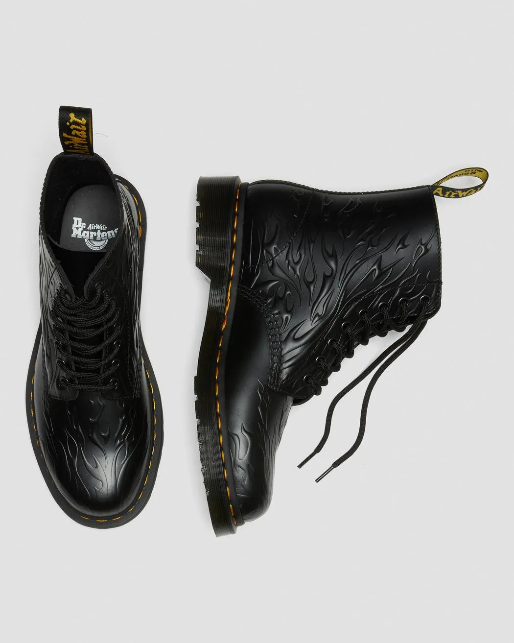 1460 Flames Black Polished Smooth Leather Lace Up Boot