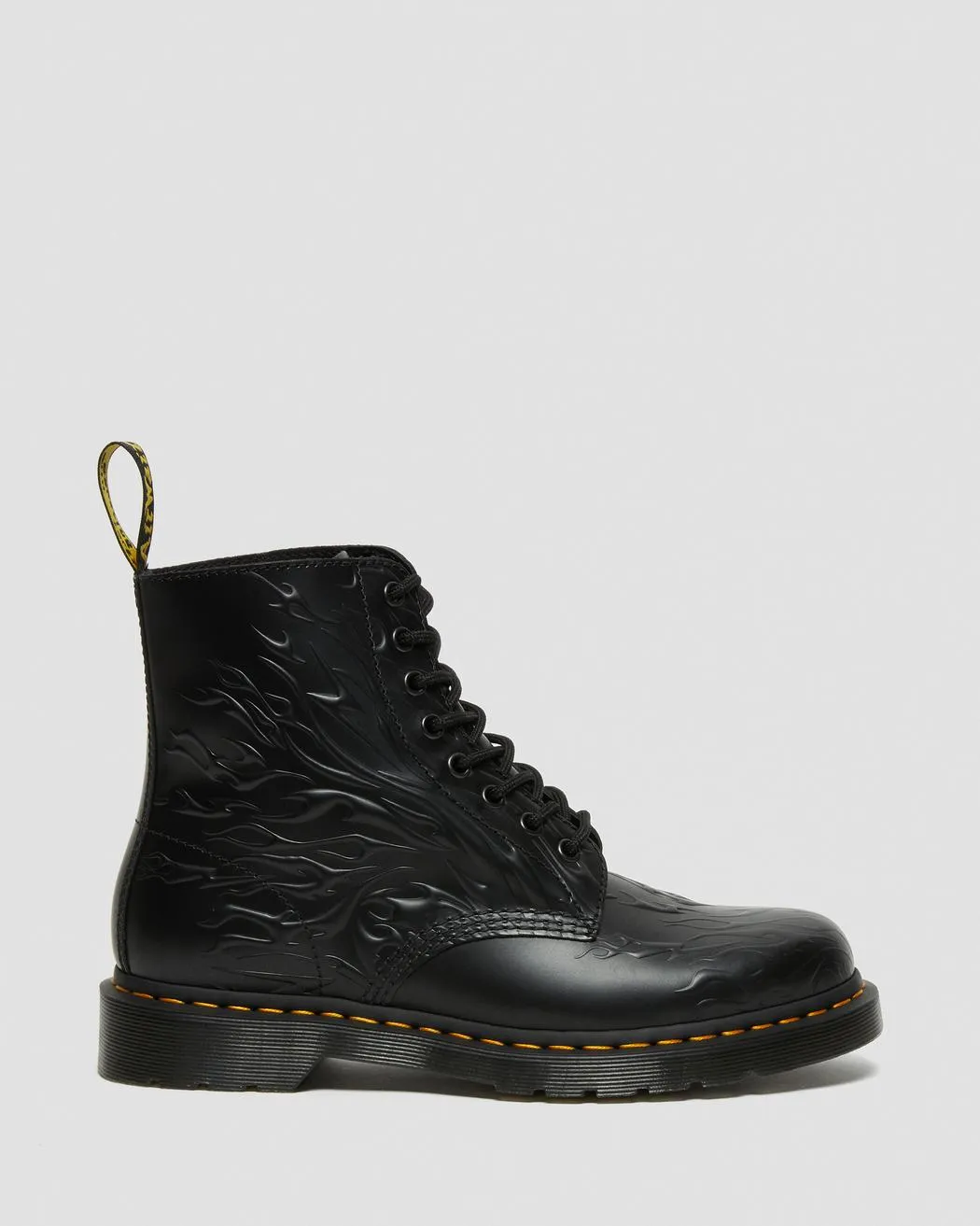 1460 Flames Black Polished Smooth Leather Lace Up Boot