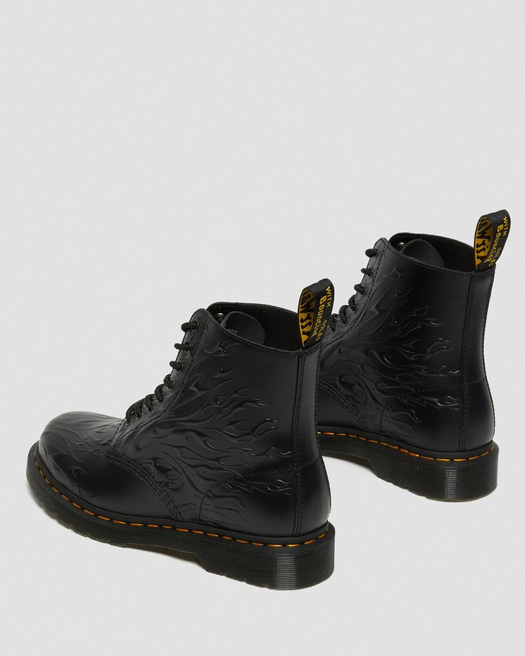 1460 Flames Black Polished Smooth Leather Lace Up Boot