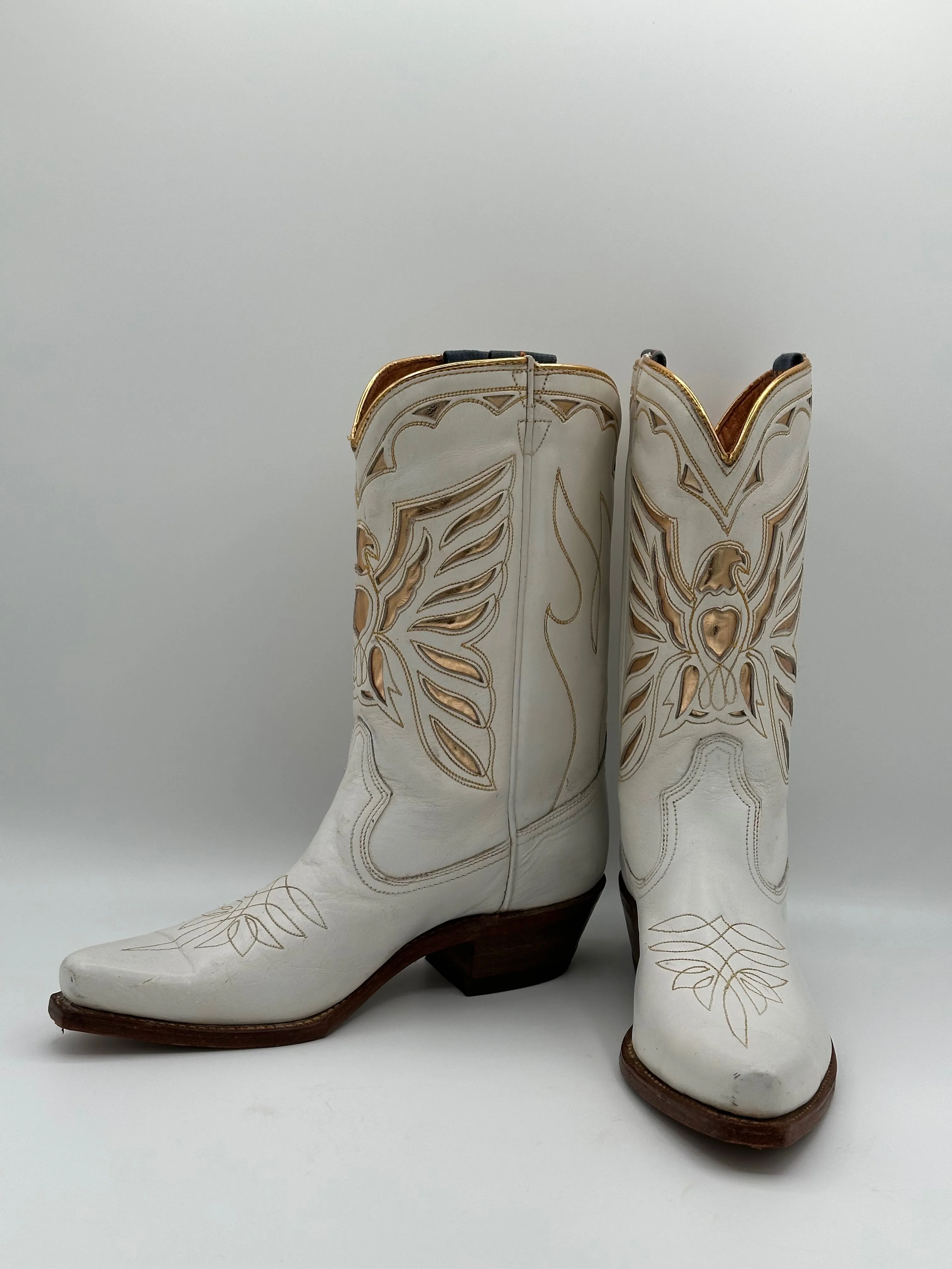 1940's ACME Golden Inlay Thunderbirds Cowgirl Boots size 6 A