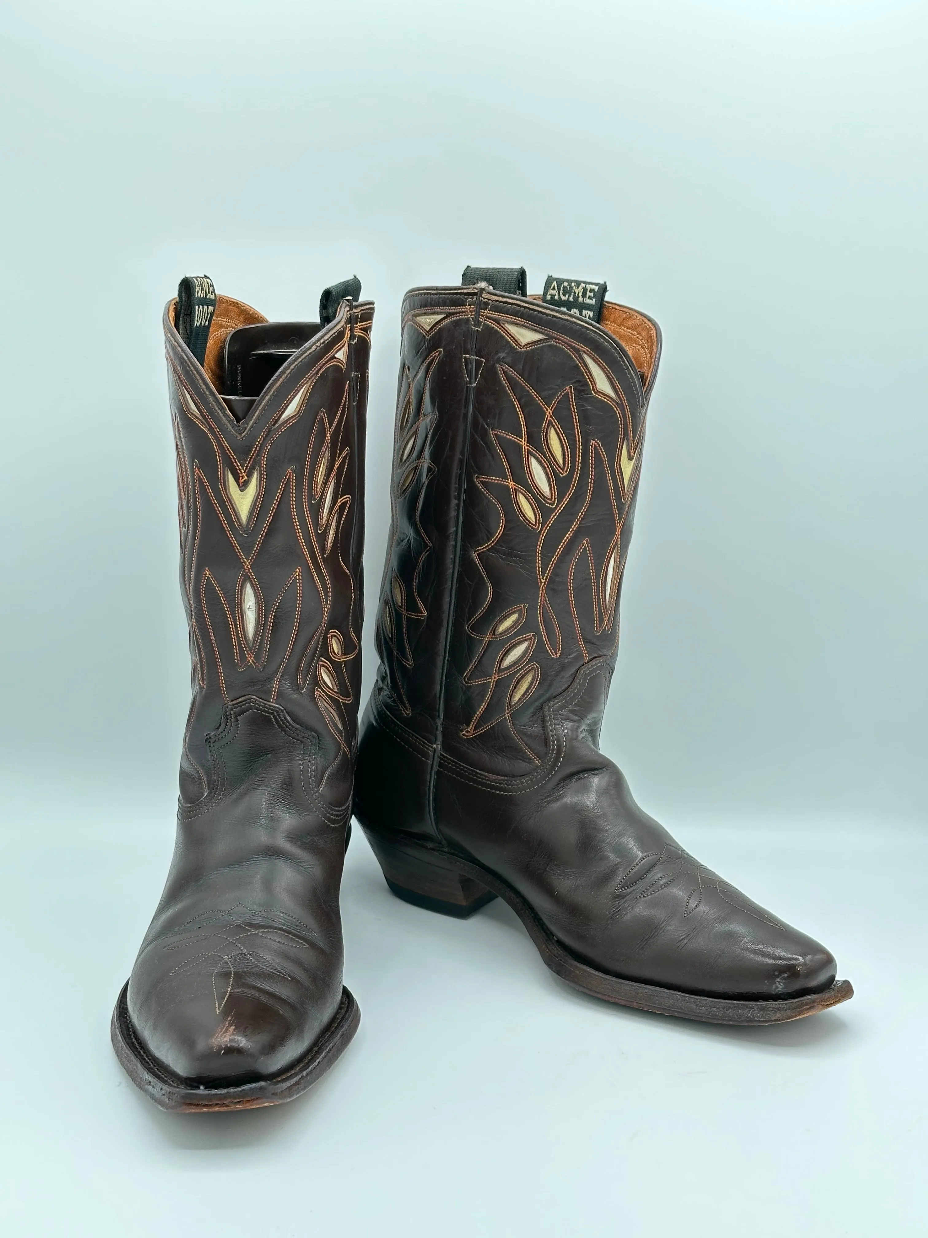1940's ACME Vintage Inlay Cowboy Boots size 8 D