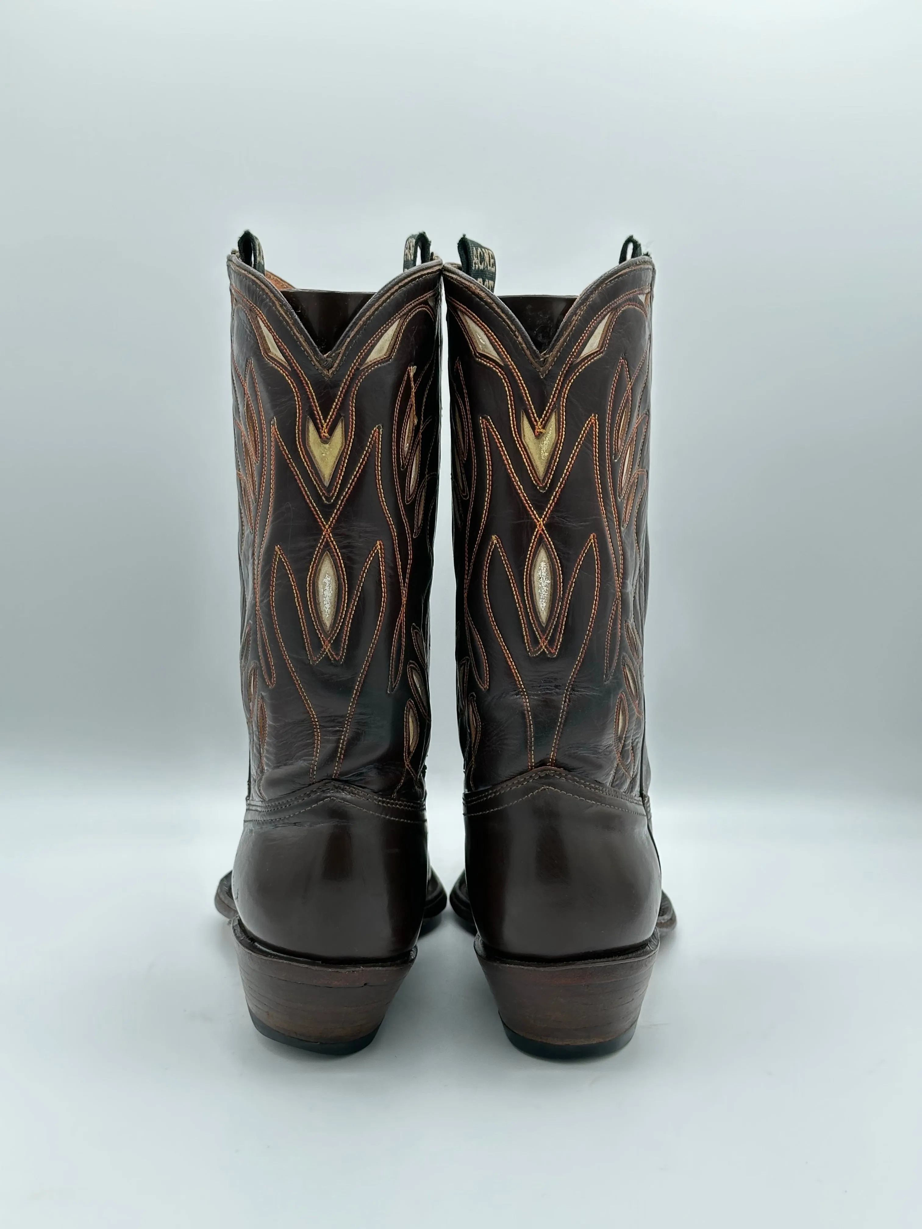 1940's ACME Vintage Inlay Cowboy Boots size 8 D