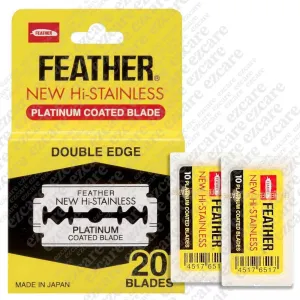 20 FEATHER Hi-Stainless Platinum Coated Double Edge Razor Blades