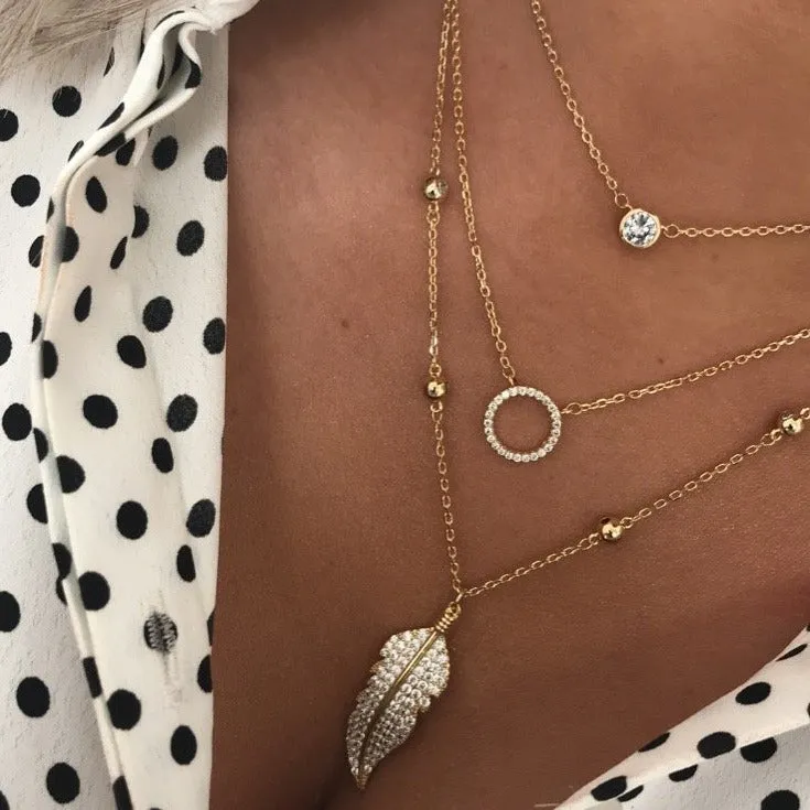 Absolute Floaty Feather Necklace - Gold