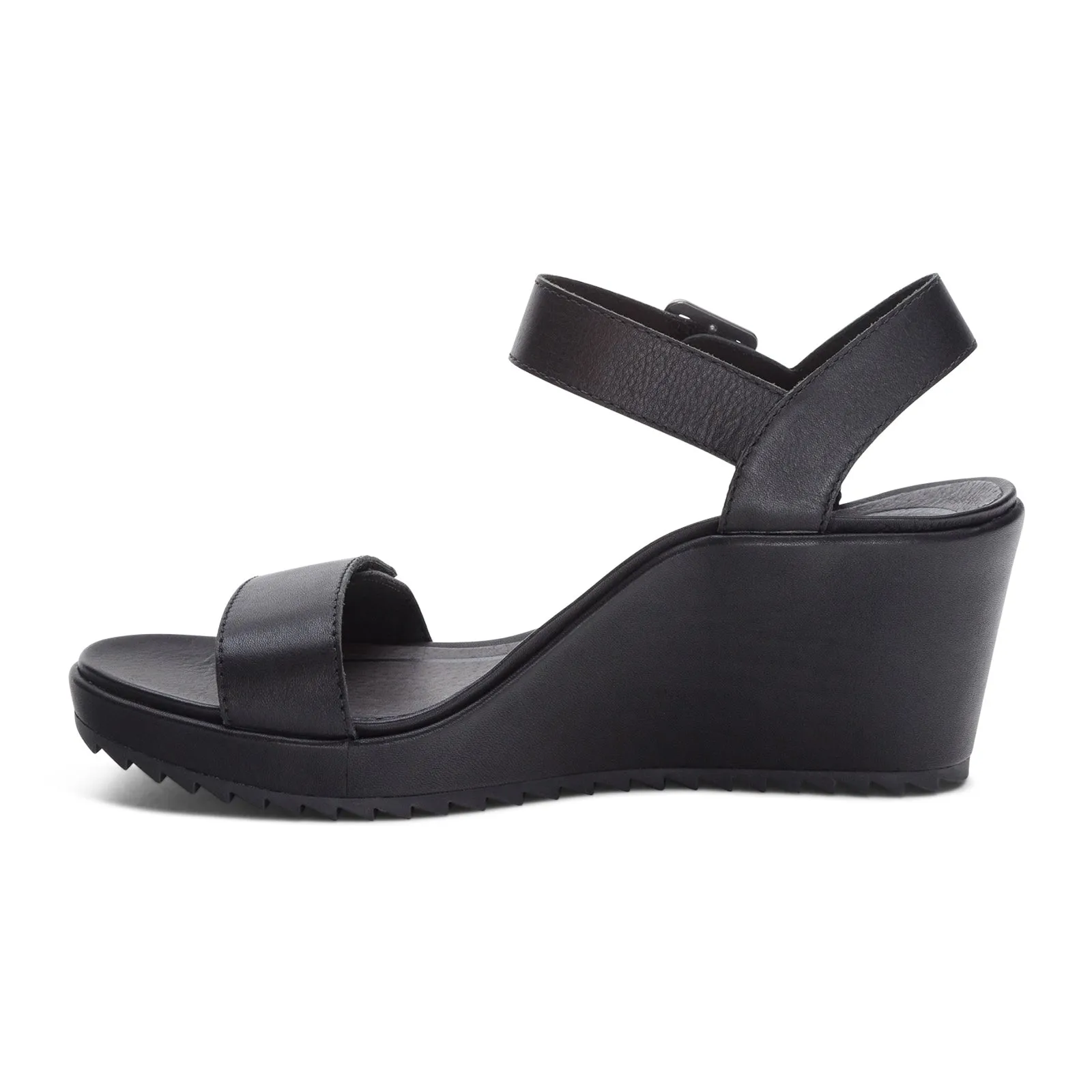 Aetrex Andrea Wedge Sandal (Women) - Black