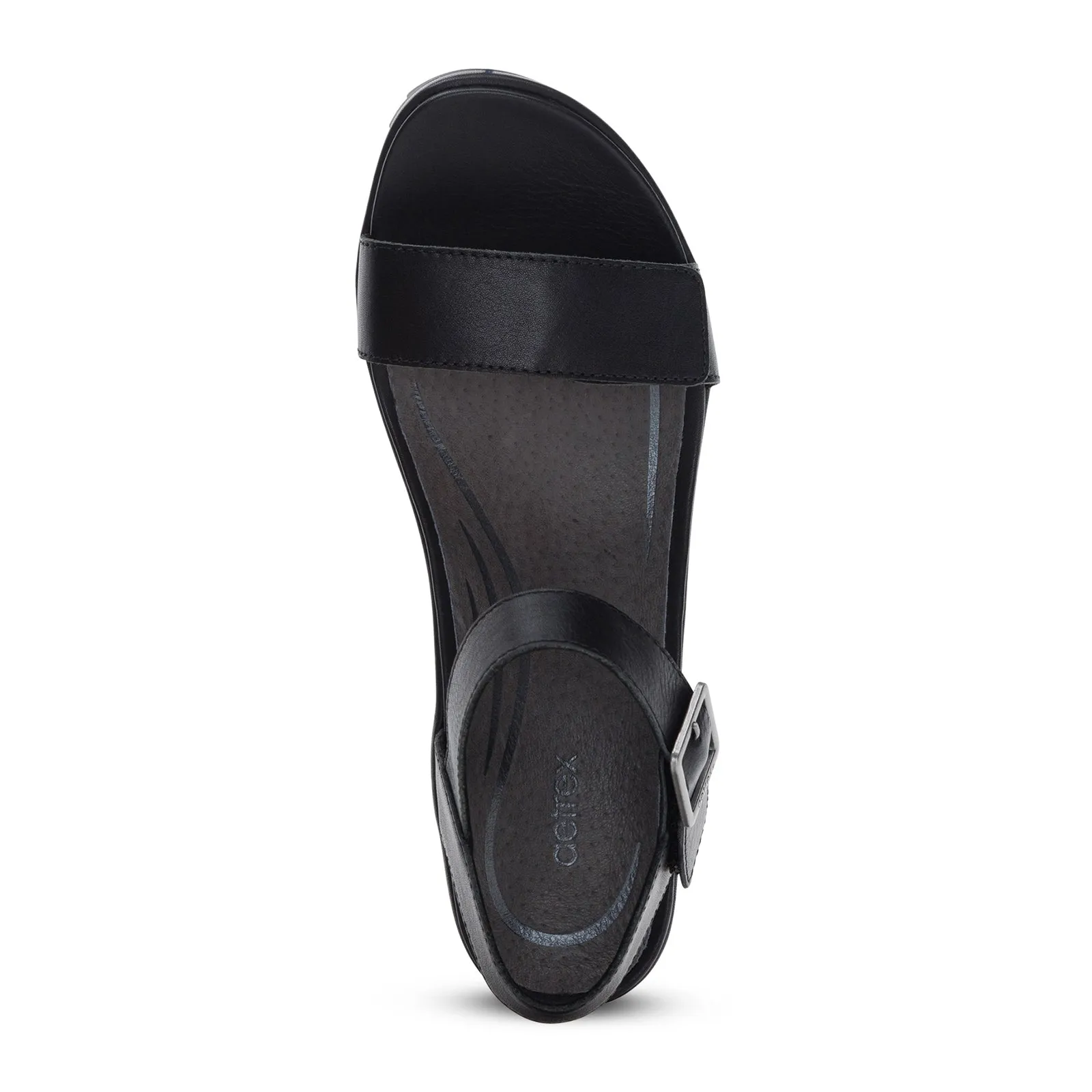 Aetrex Andrea Wedge Sandal (Women) - Black