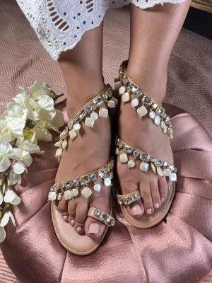 Anklet-Style Crystal Embellished Flats