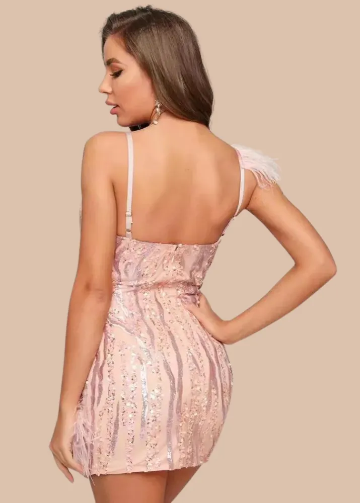Antonella Mini Feather Sequin Dress