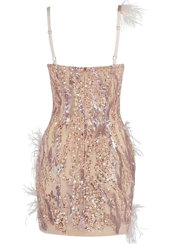 Antonella Mini Feather Sequin Dress