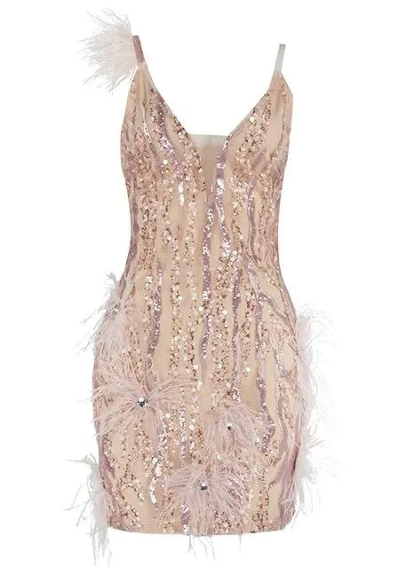 Antonella Mini Feather Sequin Dress