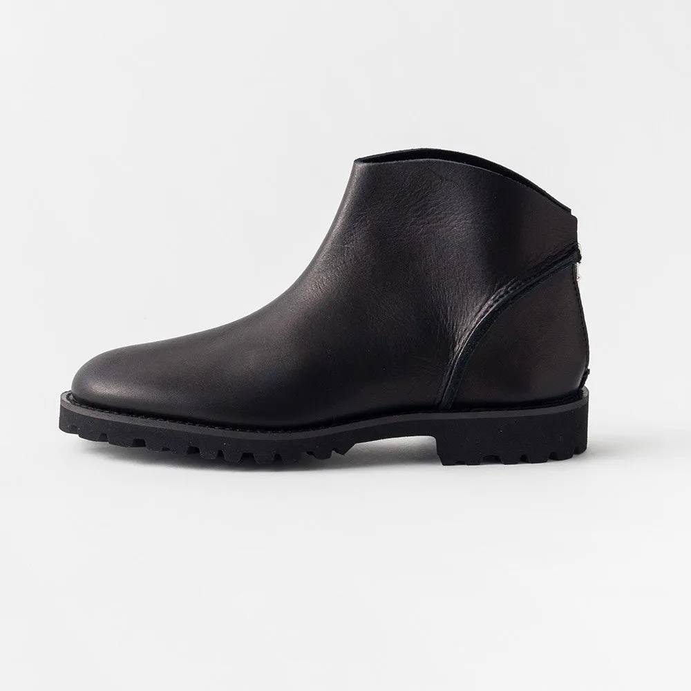 BACK ZIP BOOTS　ALL SMOOTH BLACK