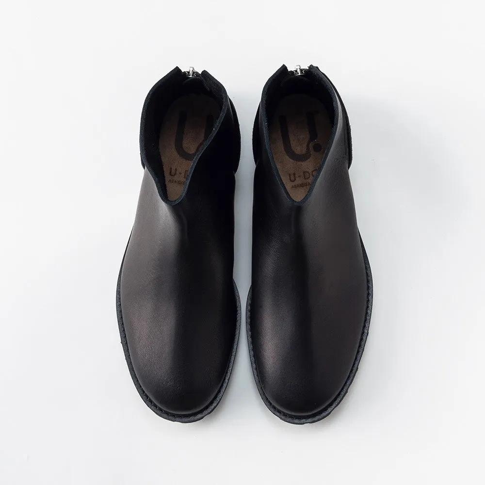 BACK ZIP BOOTS　ALL SMOOTH BLACK