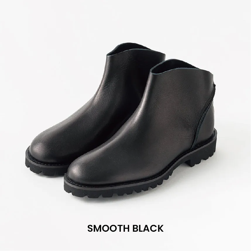 BACK ZIP BOOTS　ALL SMOOTH BLACK