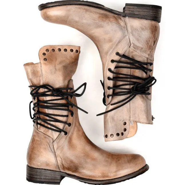 Back Zipper Vintage Boots Lace-Up Holiday Mid-calf Boots