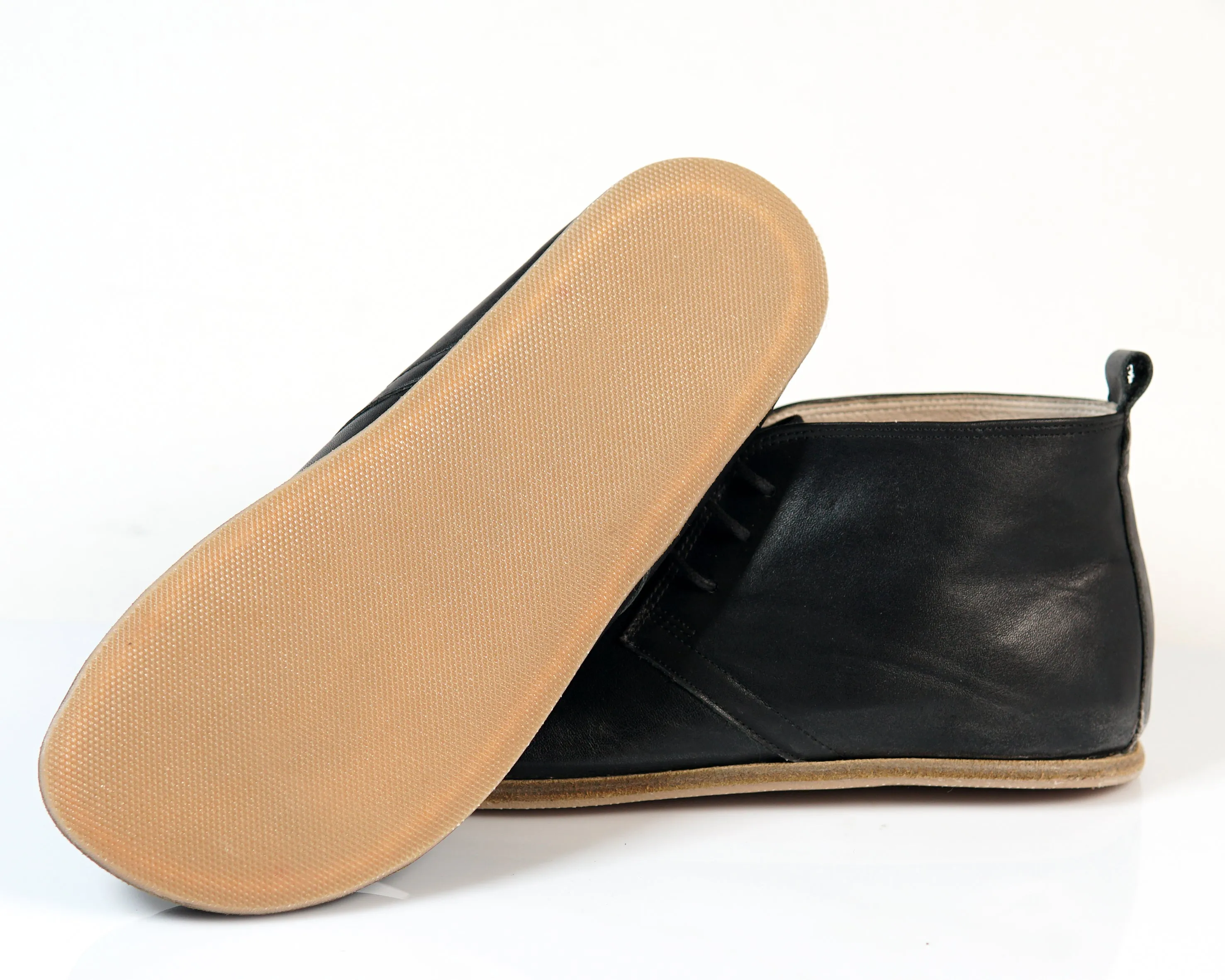 Black Ankle Boots Wide Barefoot Smooth Leather Handmade Shoes