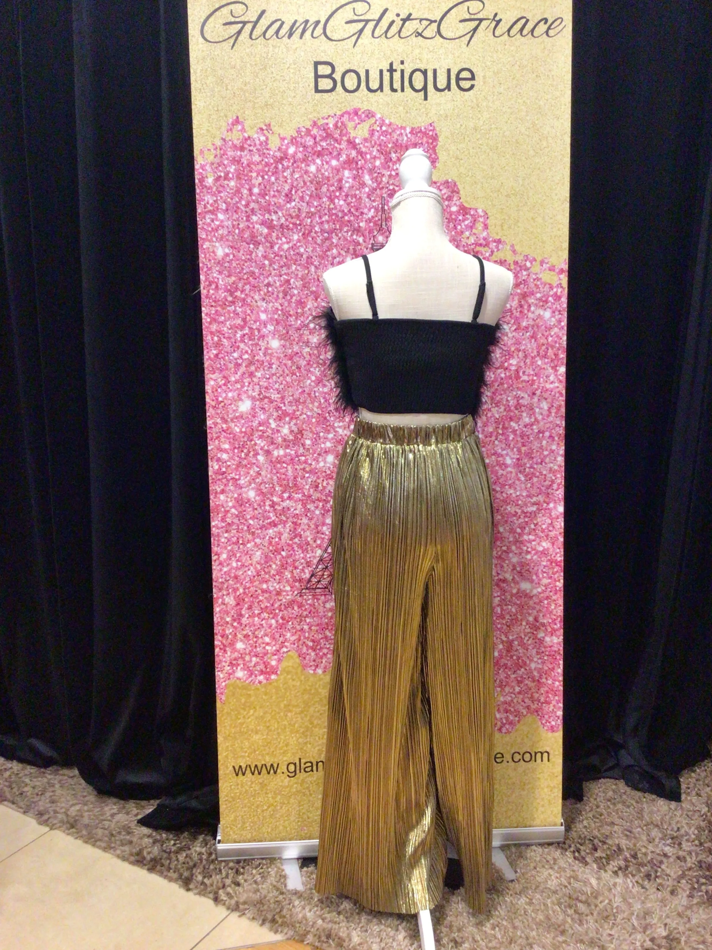 Black Feather Halter Top
