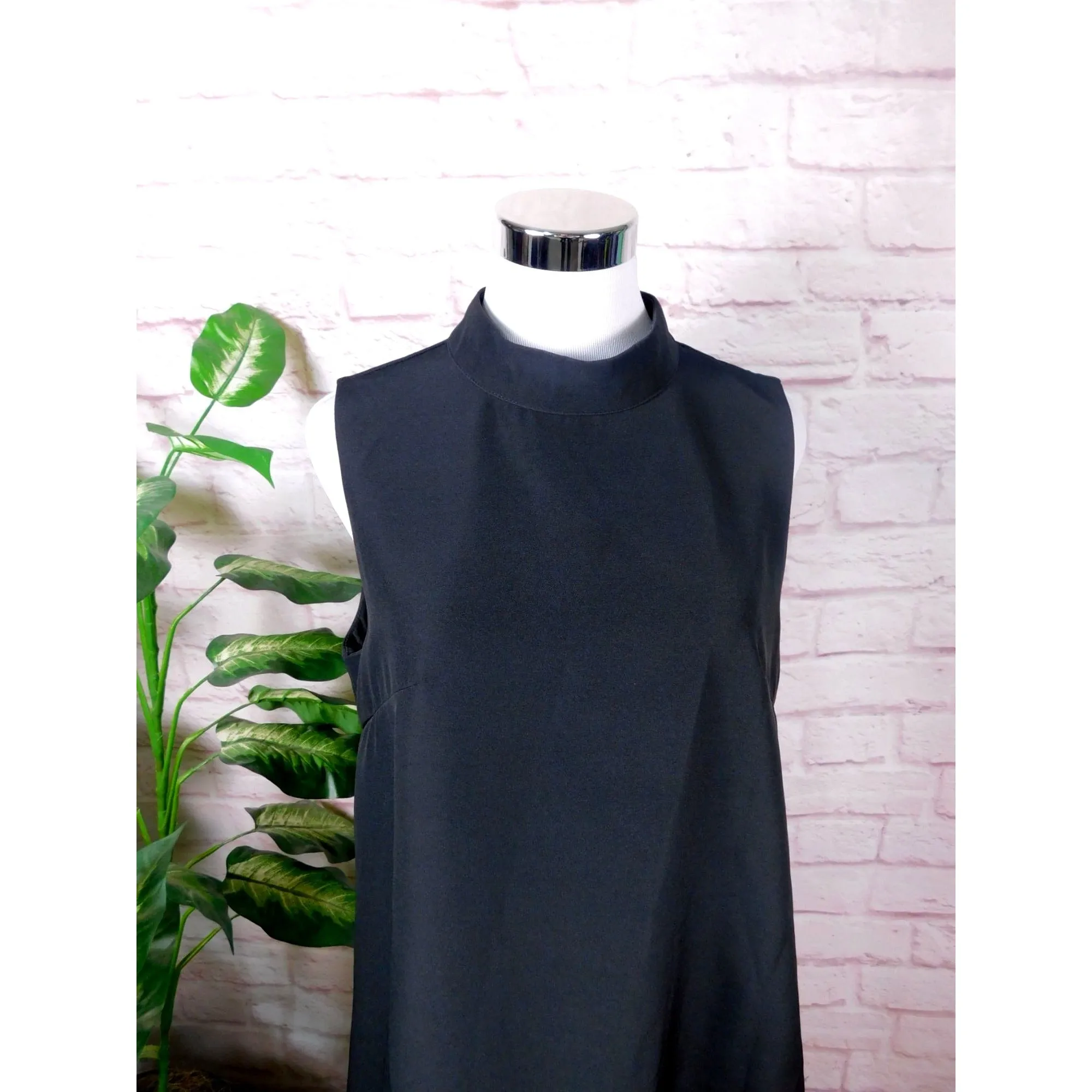 Black Feather Trim Sleeveless Mini Dress L Boho Chic Partywear