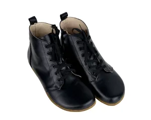 Black Short Boots Wide Barefoot Smooth Leather Handmade Shoes