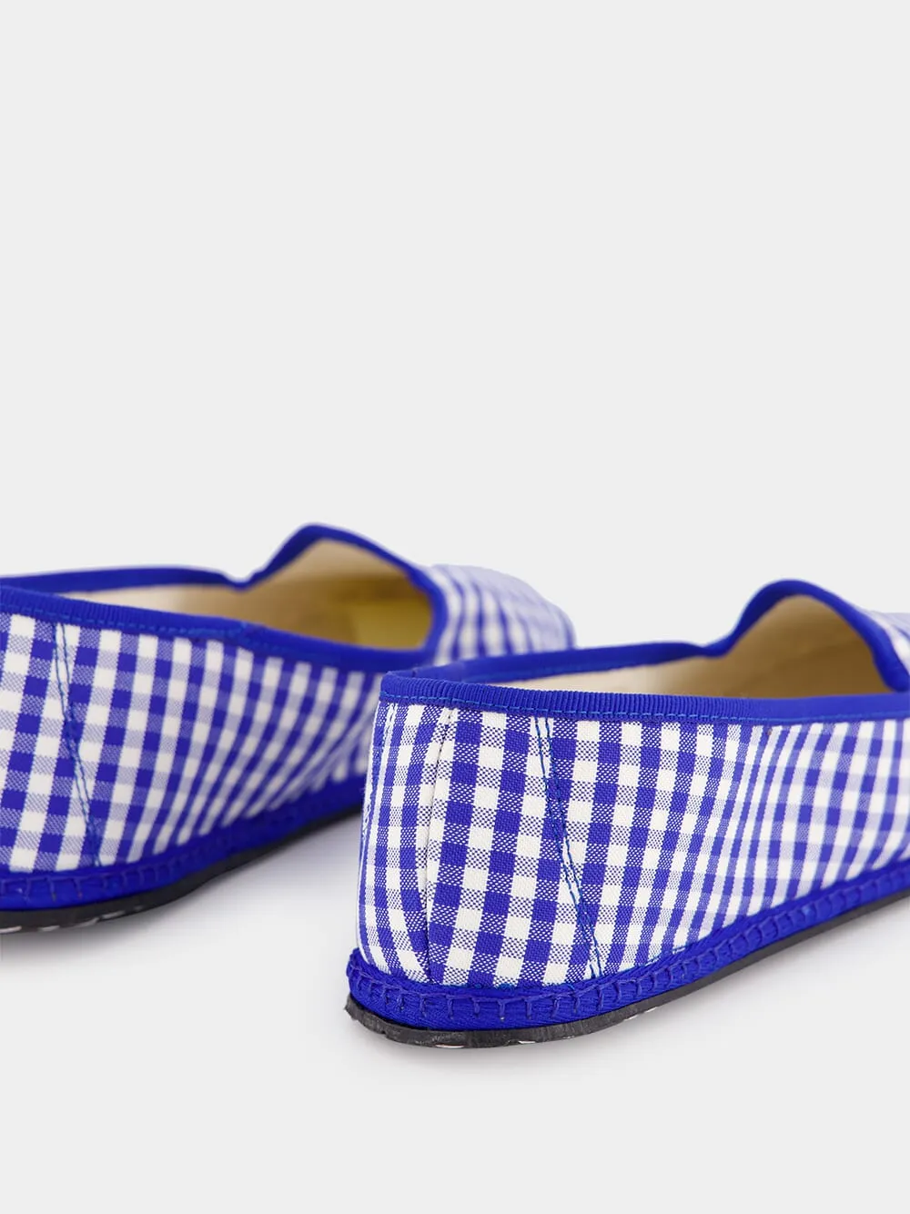 Blue Checked Slip-On Loafers