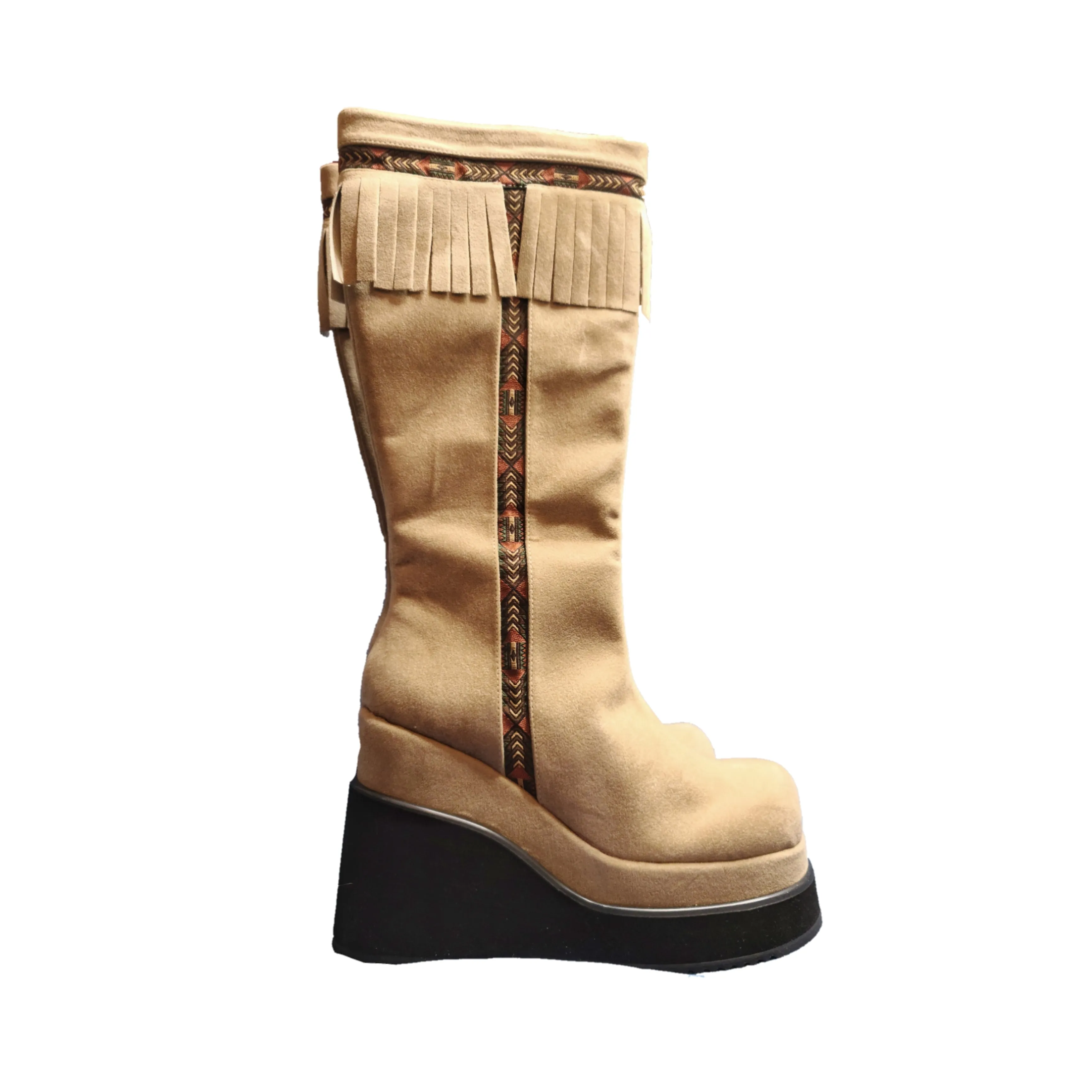 Bottes à plateformes vintage à franges