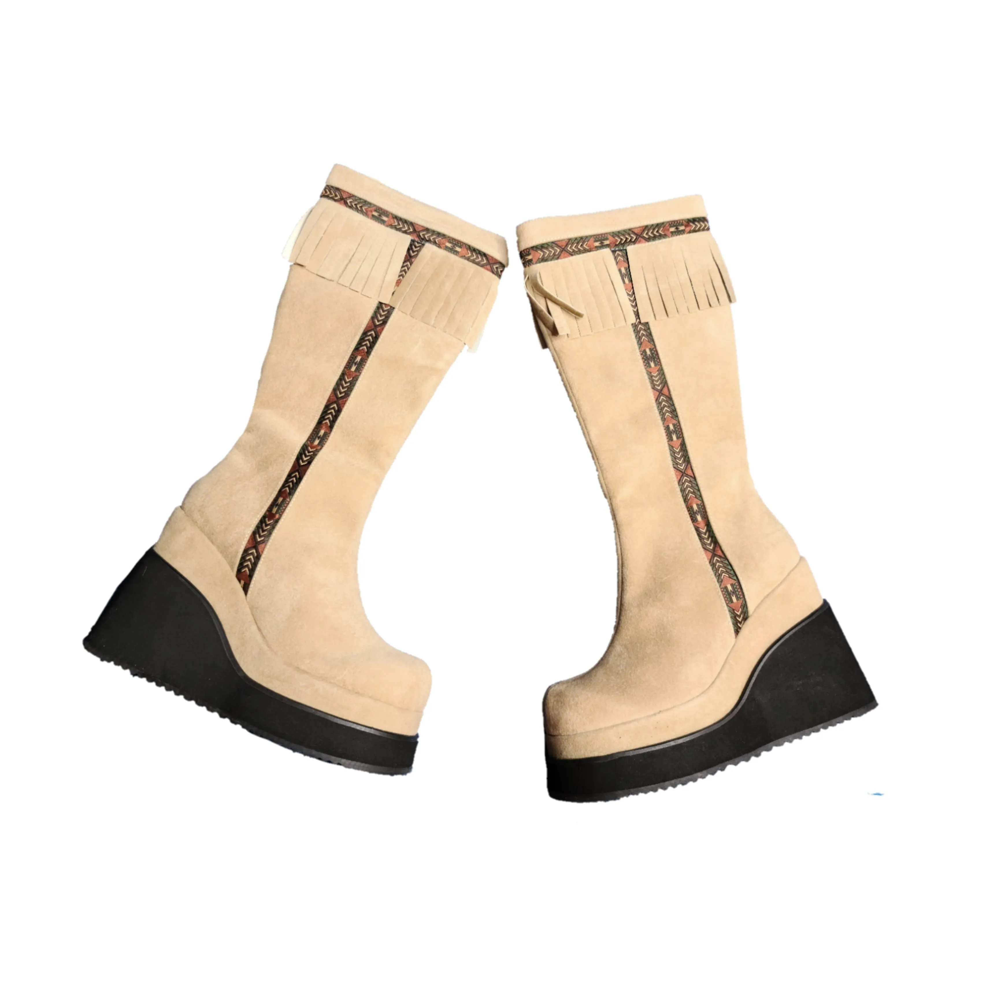 Bottes à plateformes vintage à franges