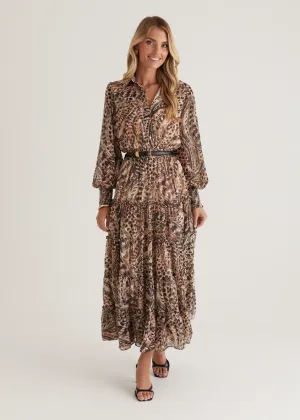 Brigette Maxi Dress - Peach Feather