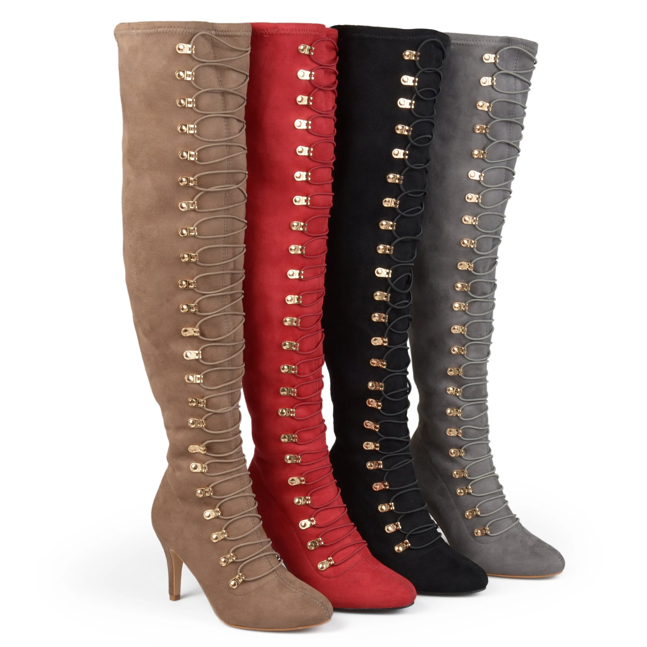 Brinley Co. Womens Regular and Wide Calf Vintage Almond Toe Over-the-knee Boots Black, 11 Regular US