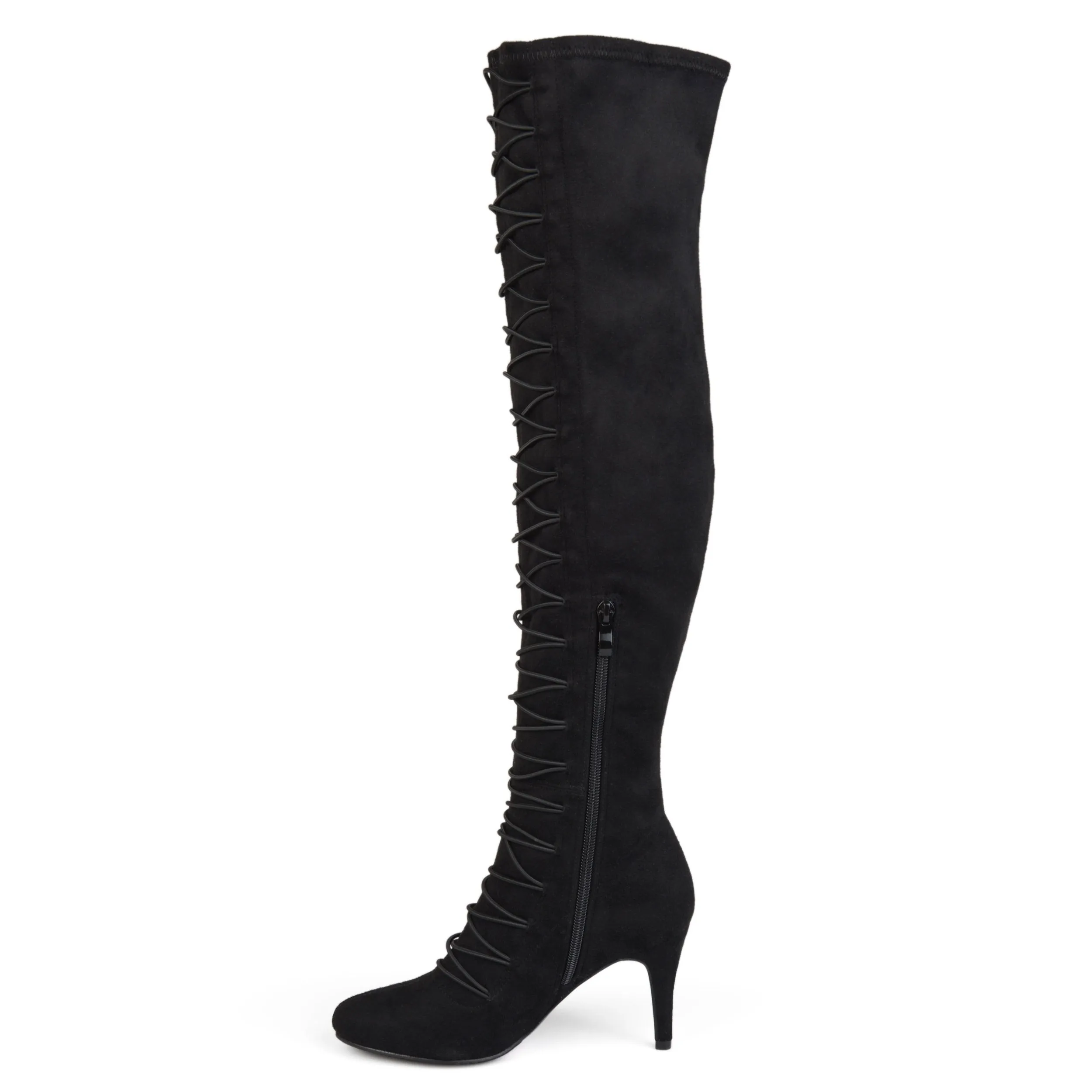 Brinley Co. Womens Regular and Wide Calf Vintage Almond Toe Over-the-knee Boots Black, 11 Regular US