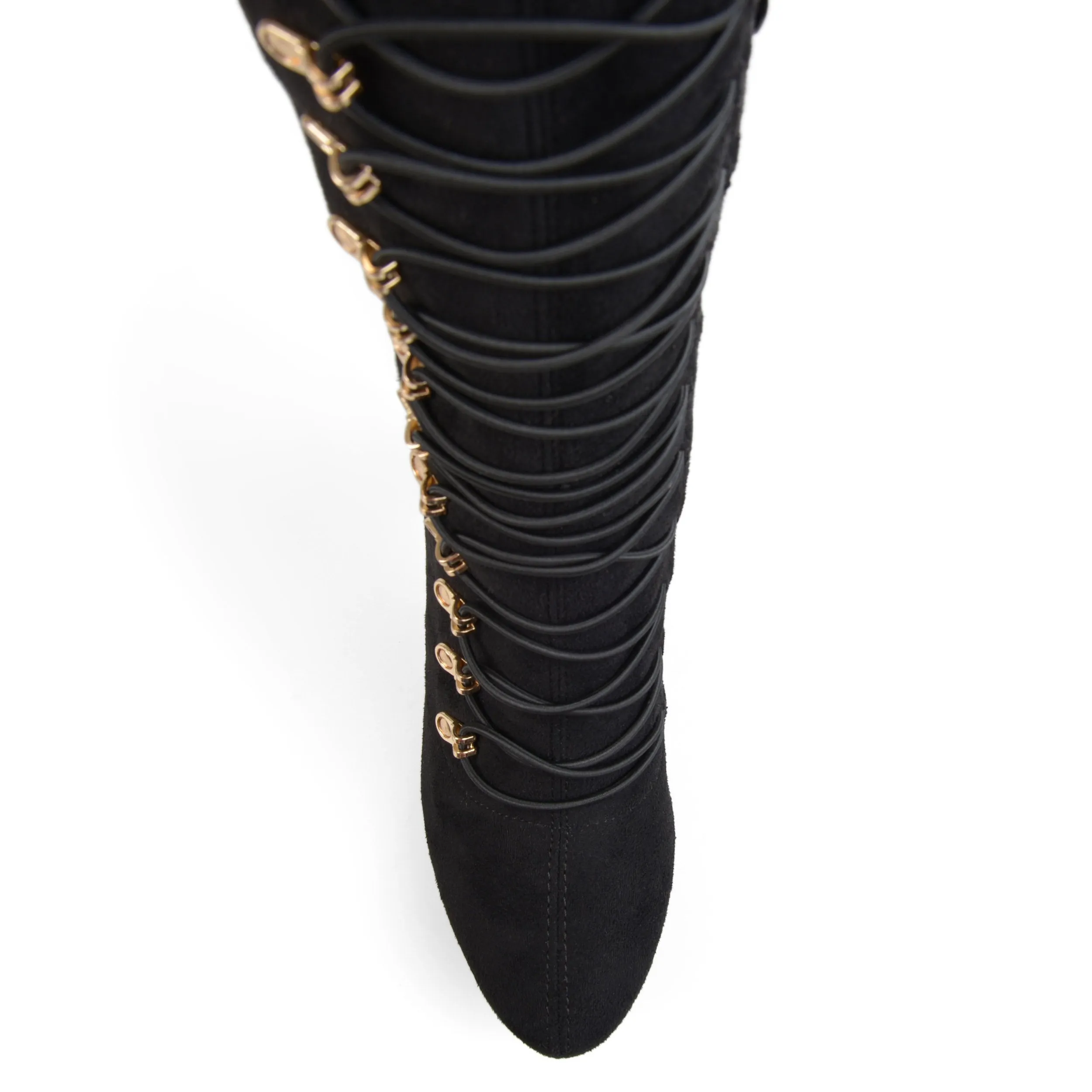Brinley Co. Womens Regular and Wide Calf Vintage Almond Toe Over-the-knee Boots Black, 11 Regular US