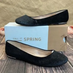 Call It Spring Black Fibocchi Flats 11B