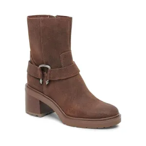 Camros Brown Suede Harness Heeled Ankle Boots