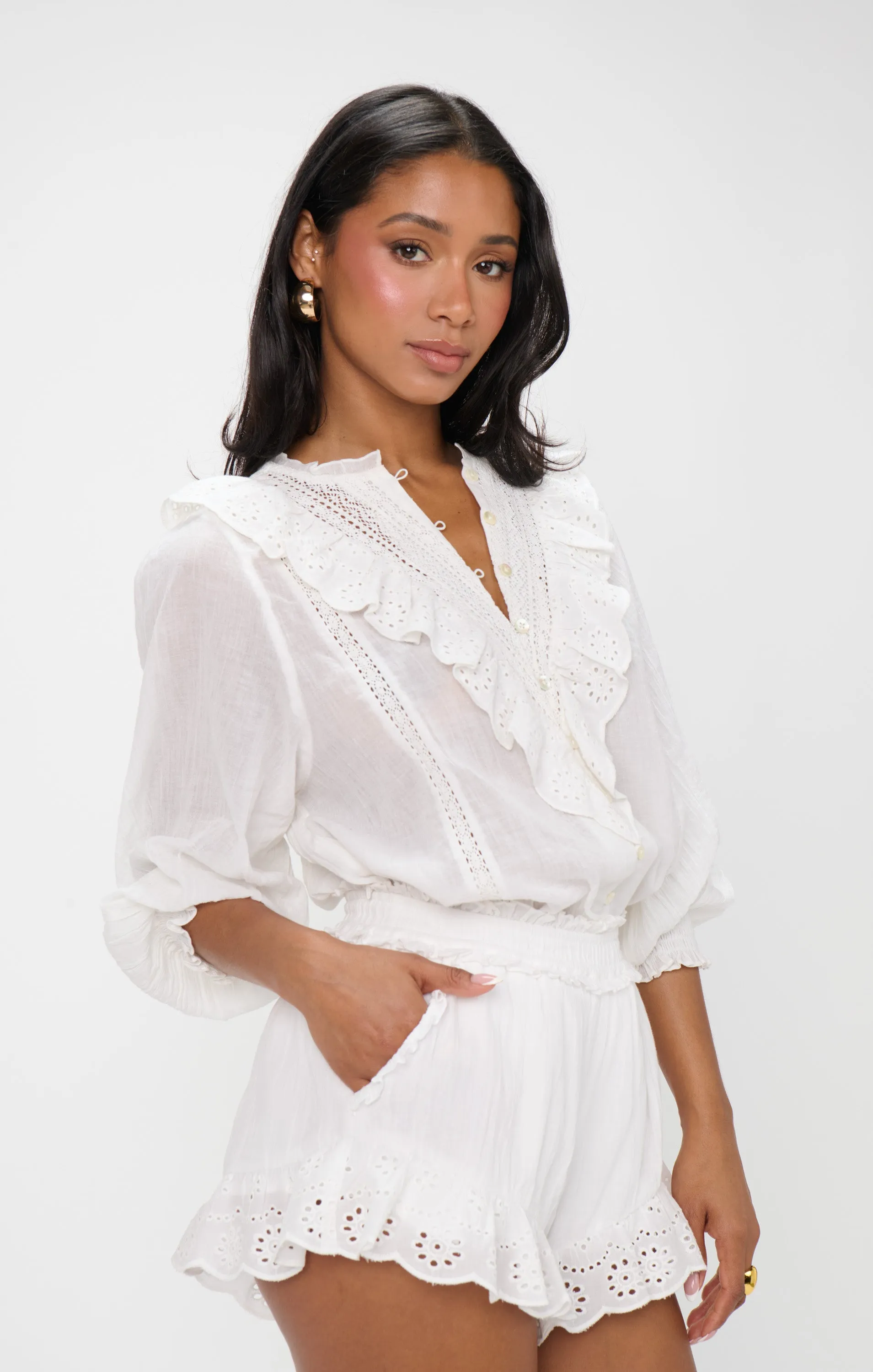 Cannes Shorts ~ White Eyelet