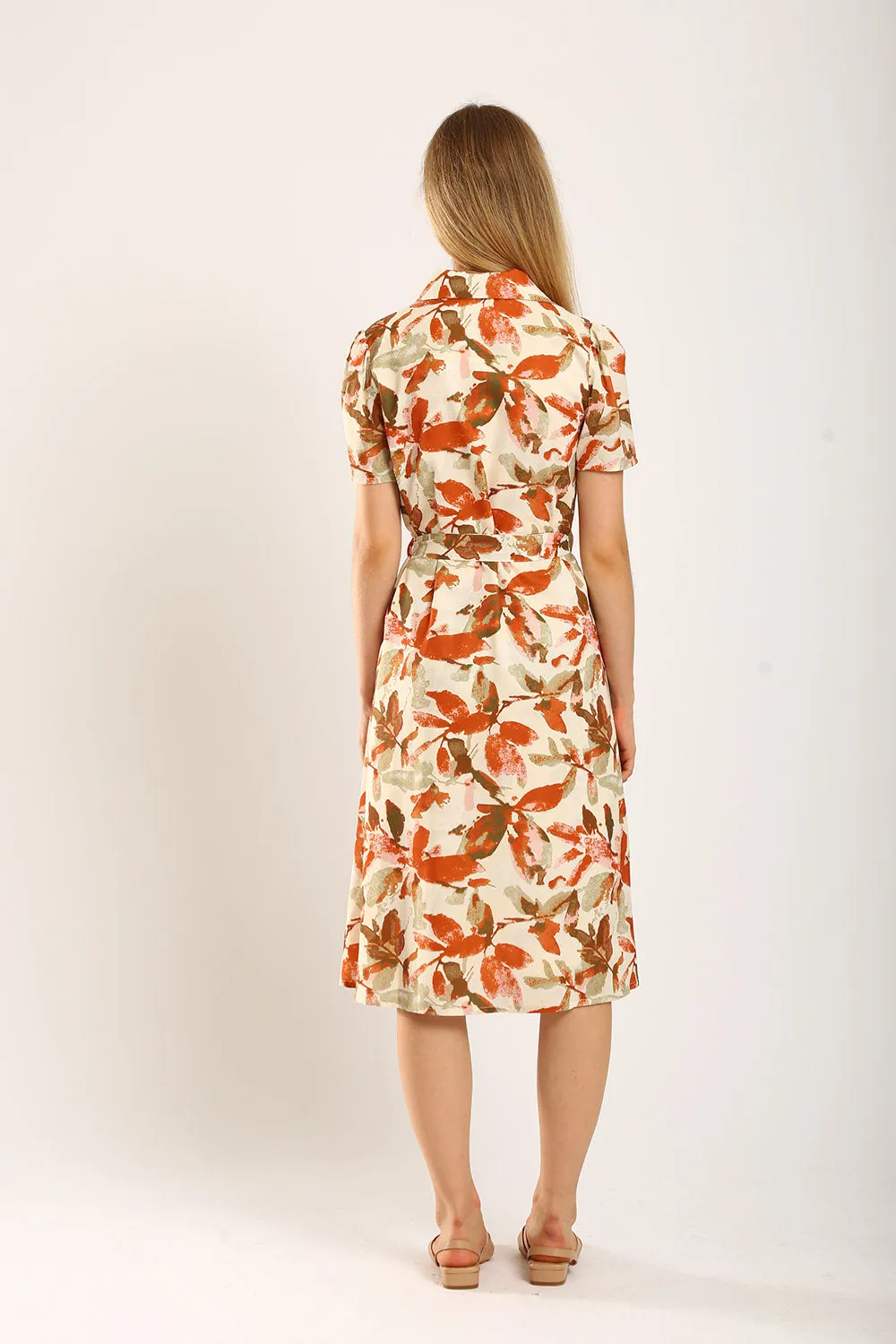 Carter Midi Dress in Brown Floral
