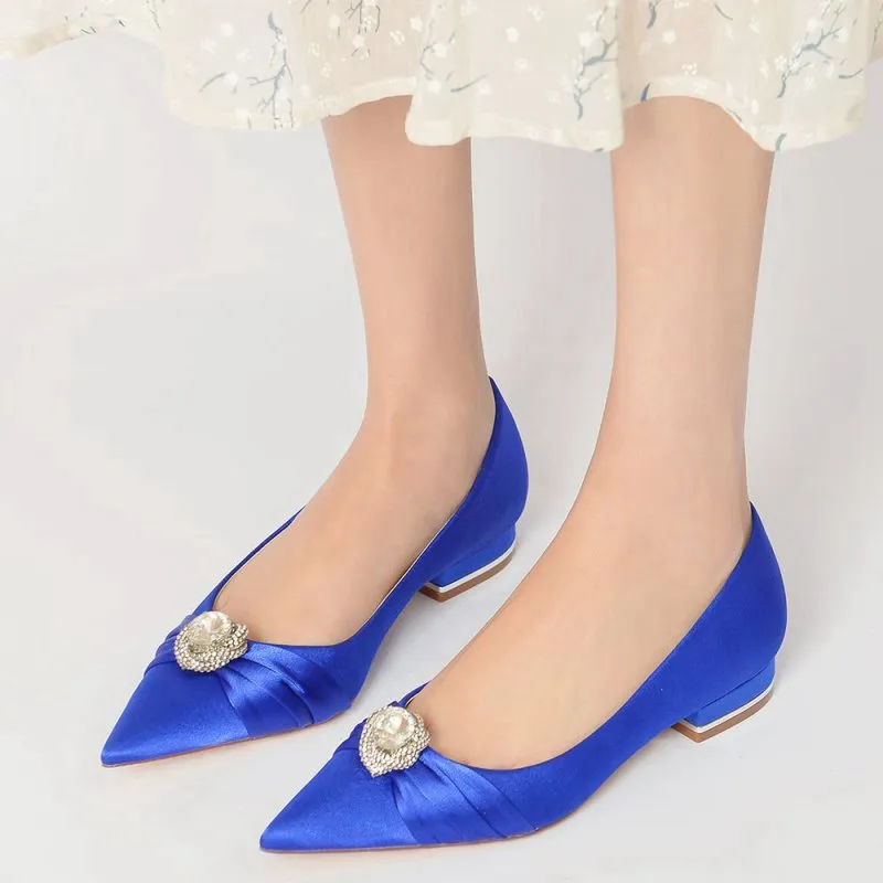 Cocktail Pointed Toe Flats With Crystal