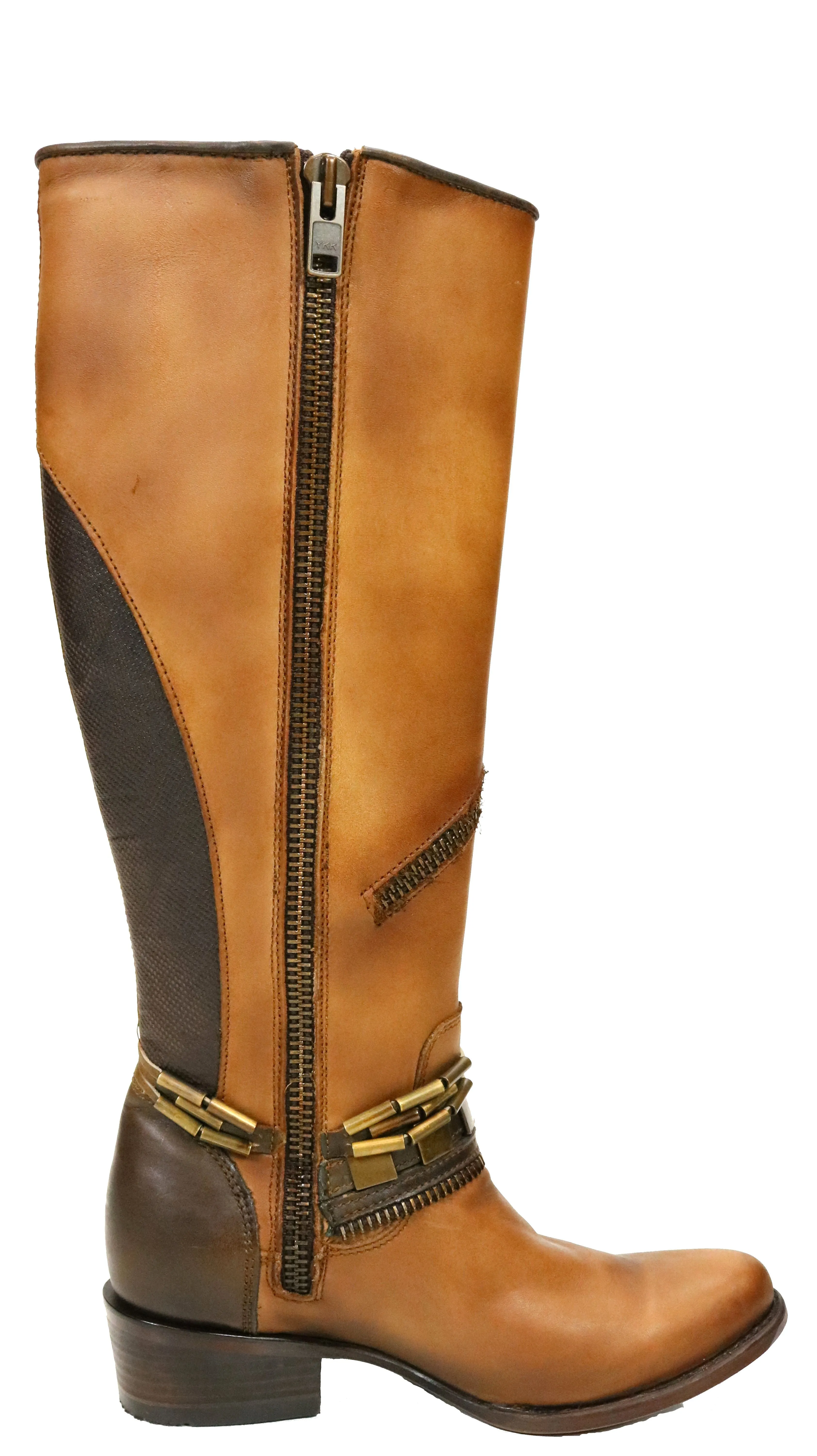 Corral Cognac Zip and Straps Riding Boots