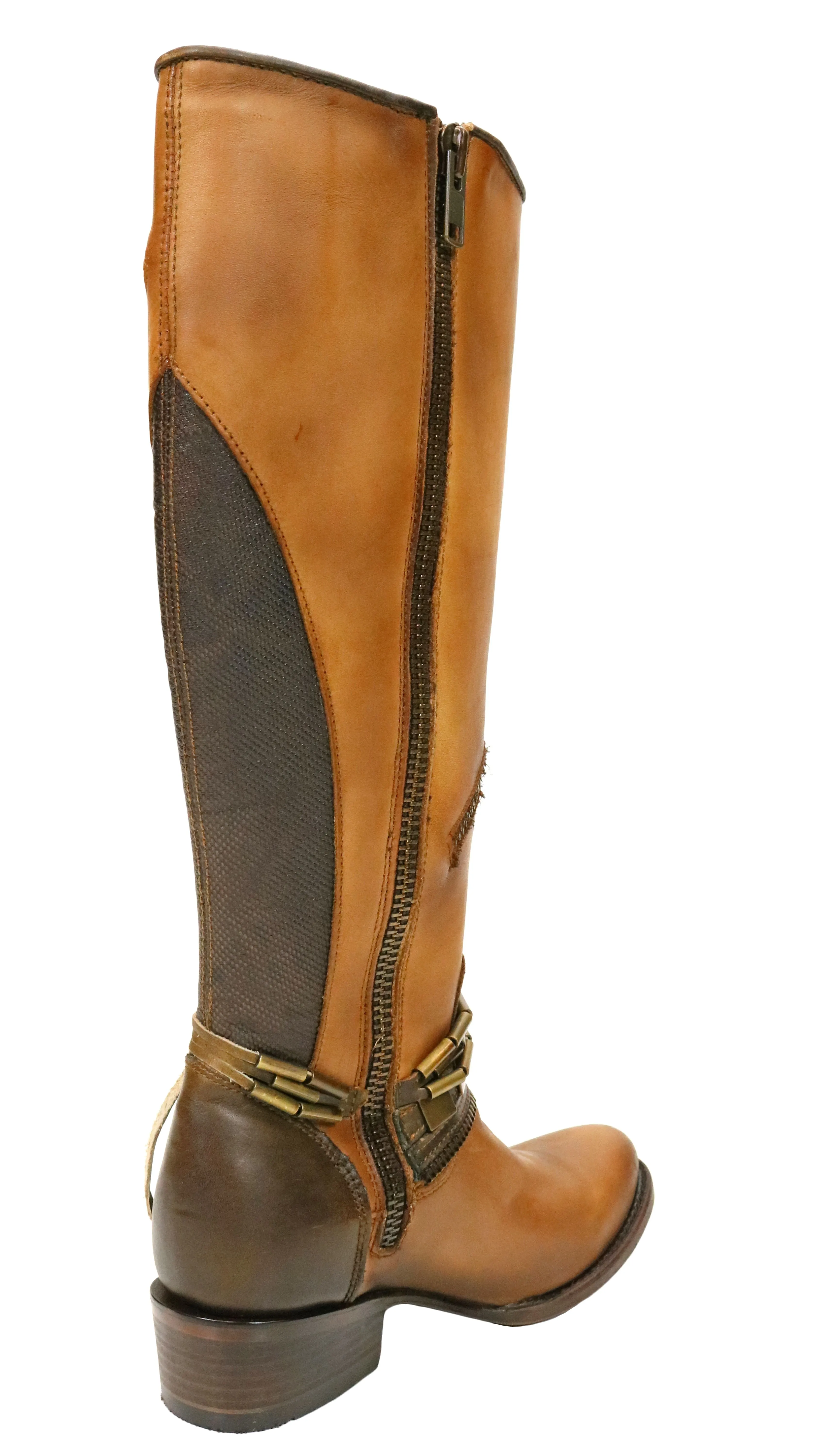Corral Cognac Zip and Straps Riding Boots
