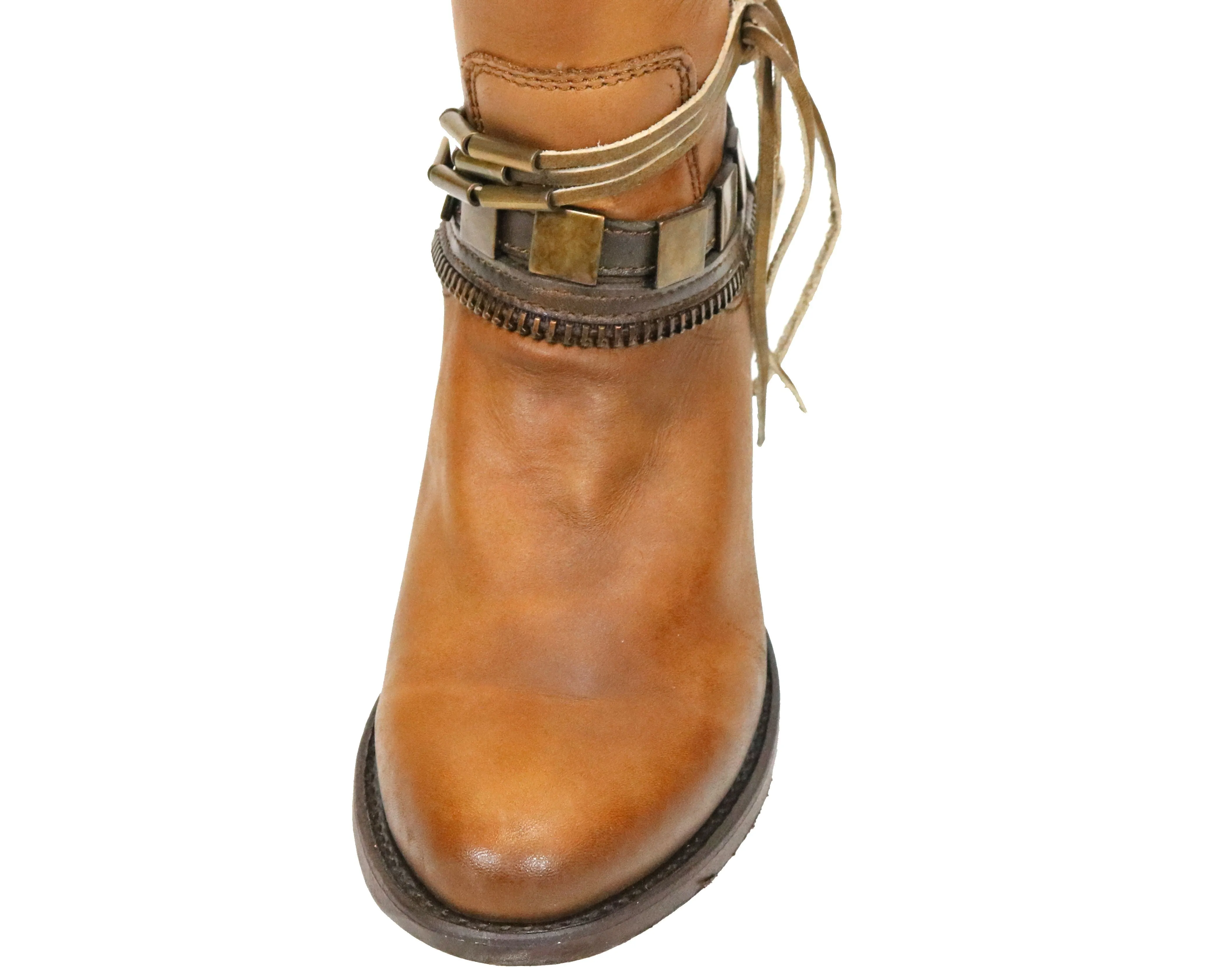 Corral Cognac Zip and Straps Riding Boots