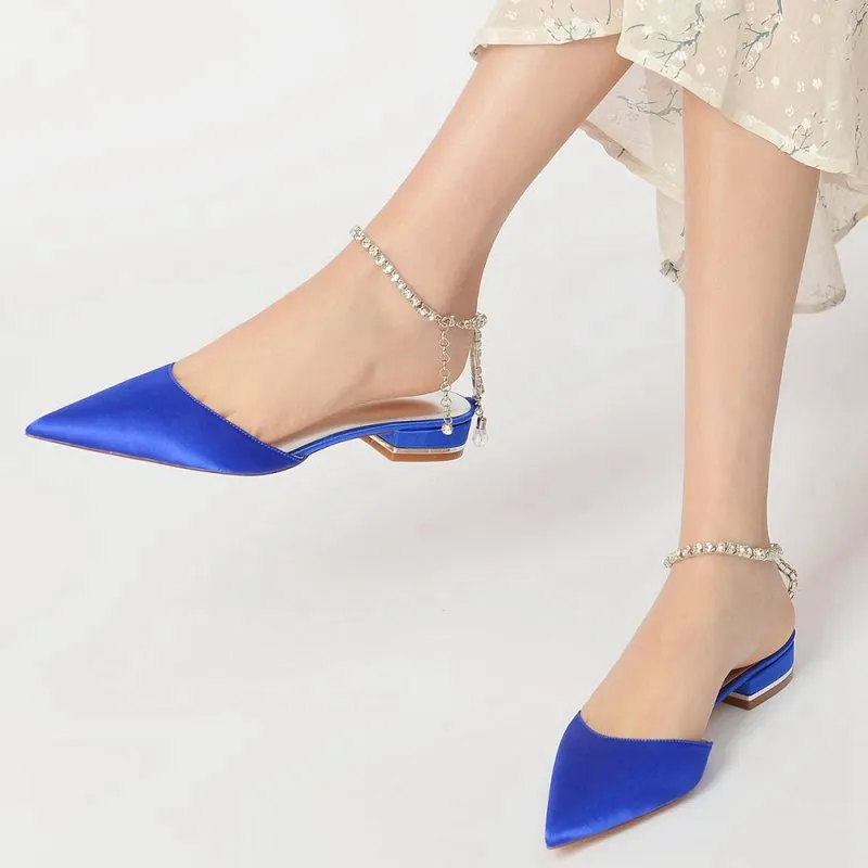 Crystal Strap Cocktail Pointed Toe Flats