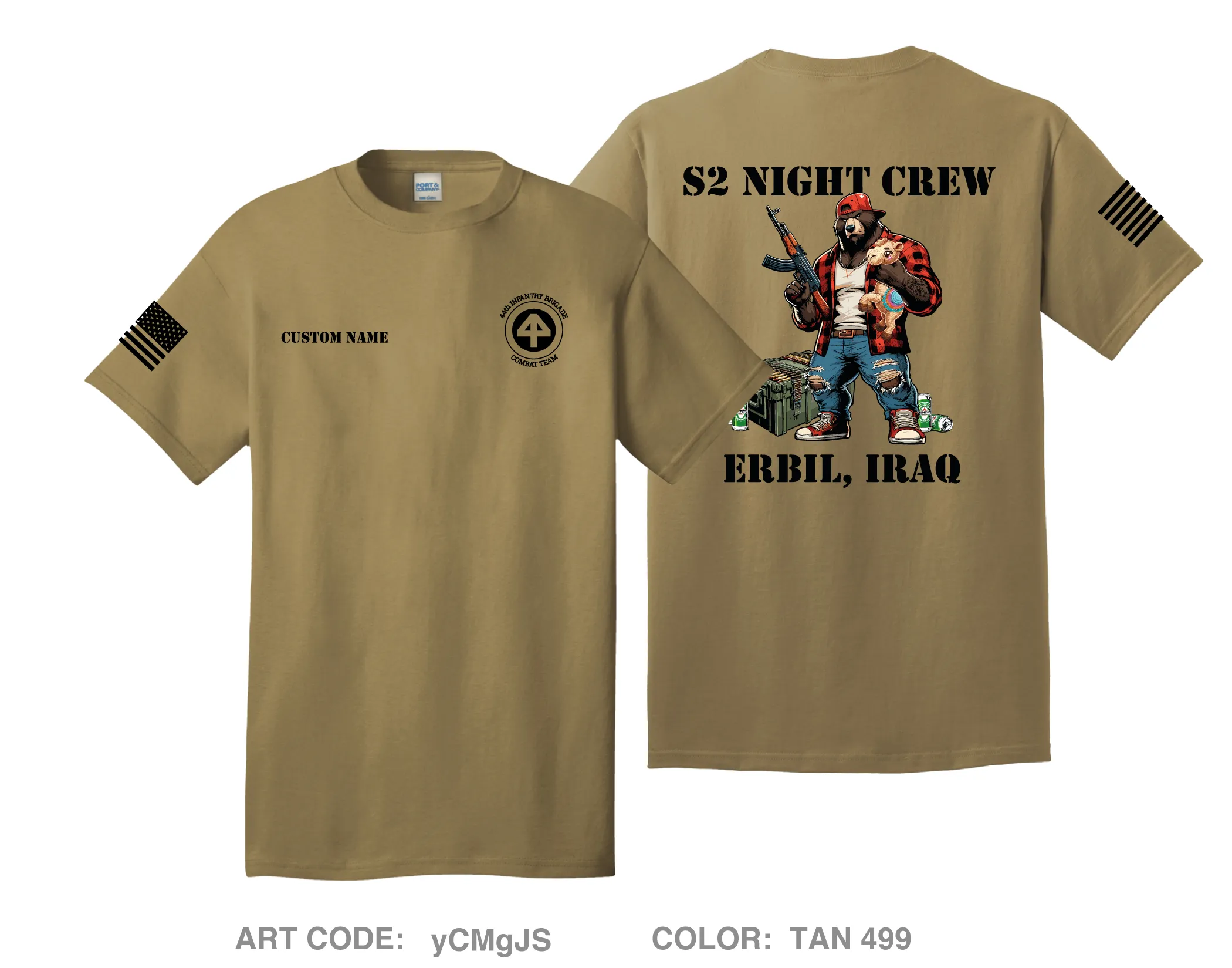 CUSTOM 44th IBCT S-2 Night Shift Comfort Unisex Cotton SS Tee - yCMgJS