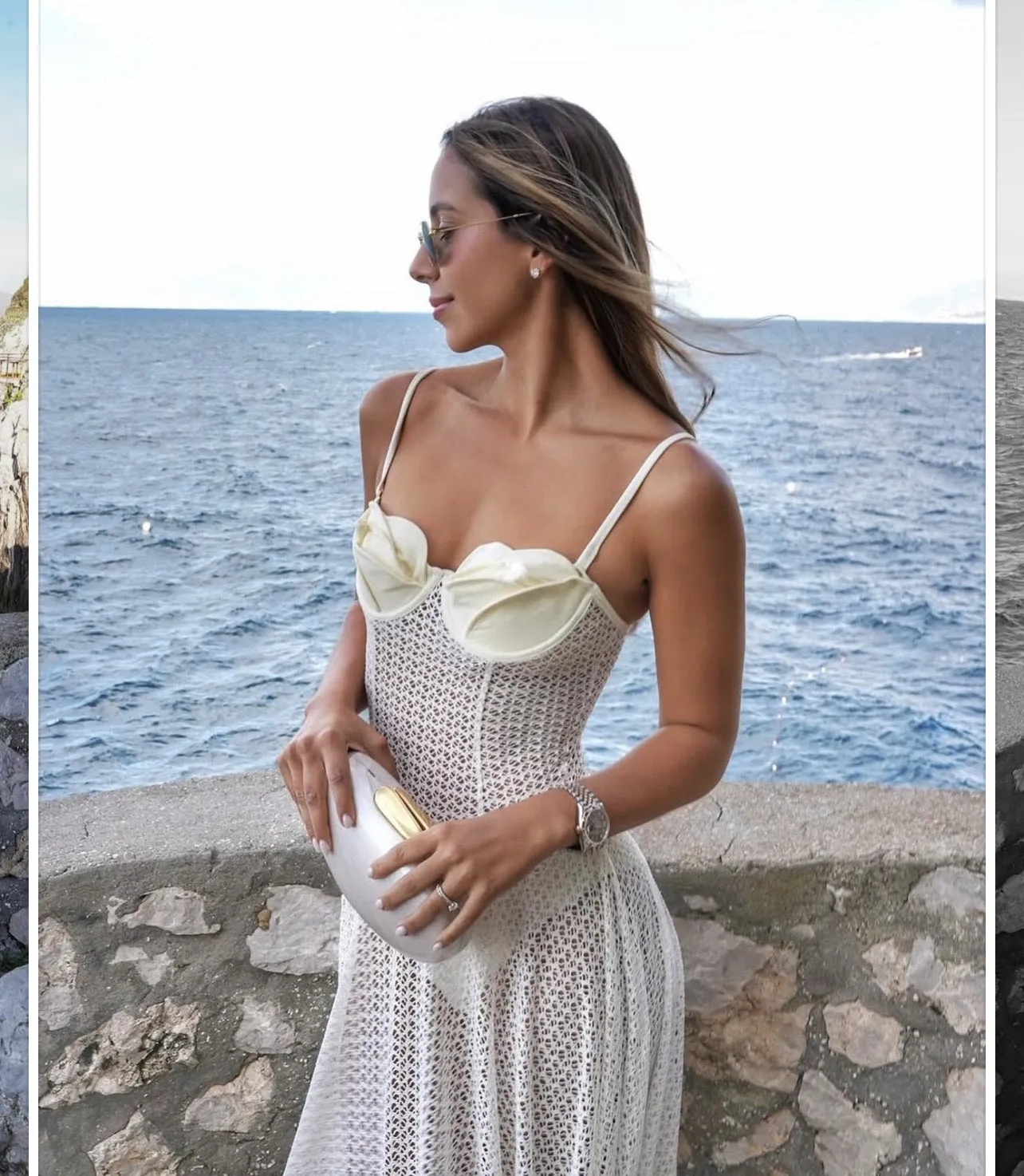 Delicate Floral Lace See-Through Asymmetrical Strap Dress