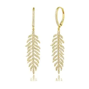 Diamond Feather Earrings