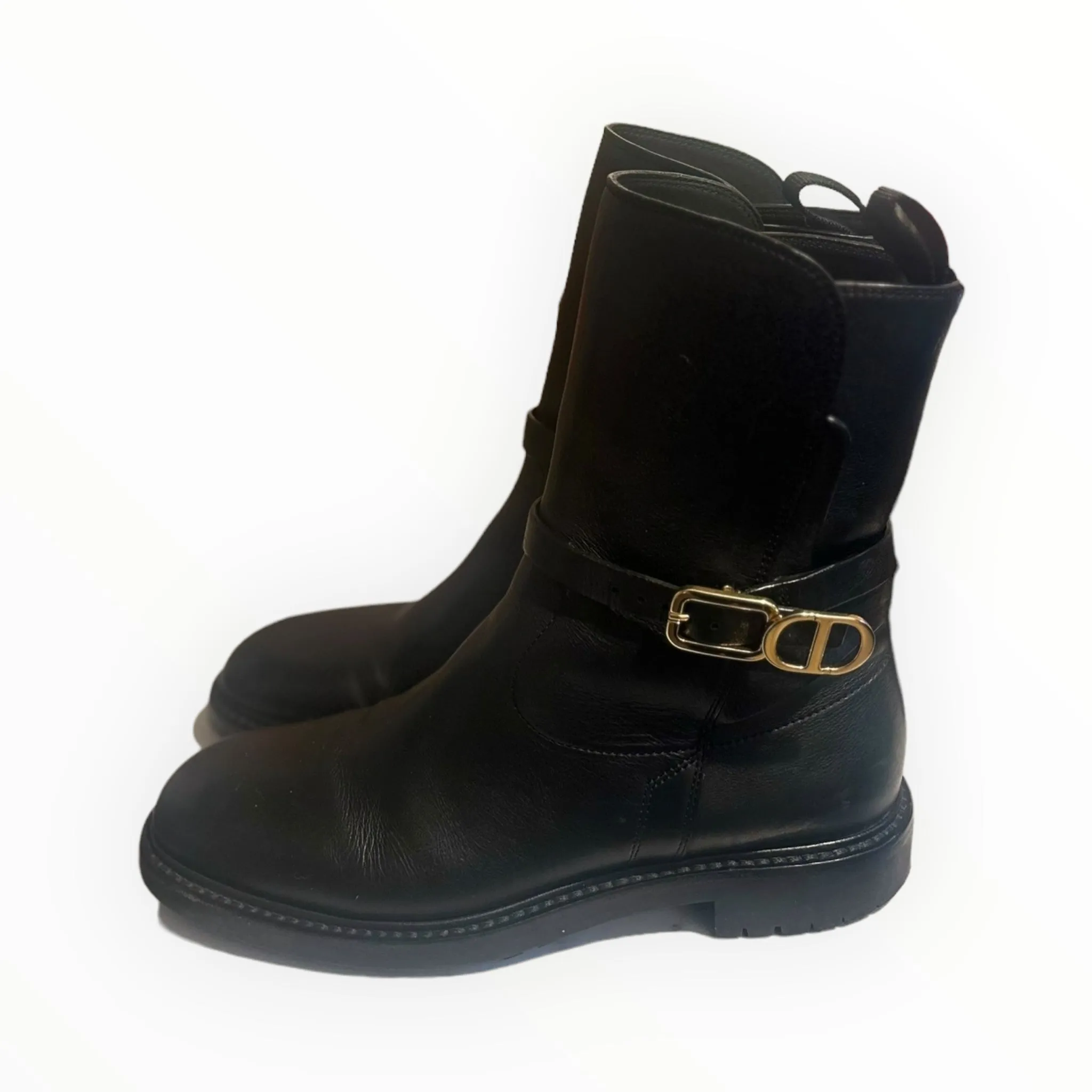 Dior Calfskin Empreinte Ankle Boots - Black - Size 37.5