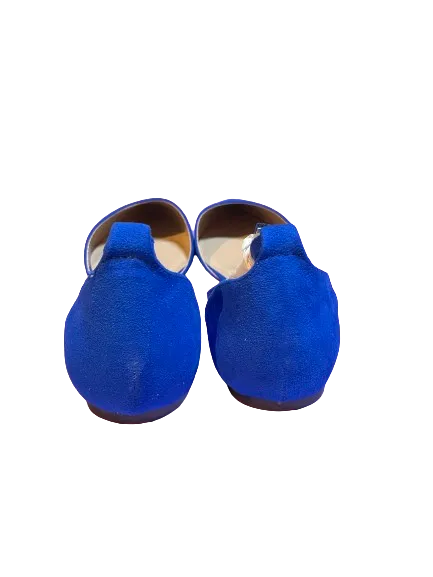 Dream Pairs Blue Faux Suede Ankle Strap Flats