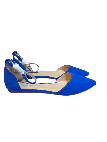 Dream Pairs Blue Faux Suede Ankle Strap Flats