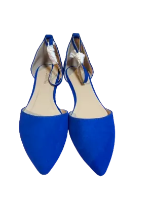 Dream Pairs Blue Faux Suede Ankle Strap Flats