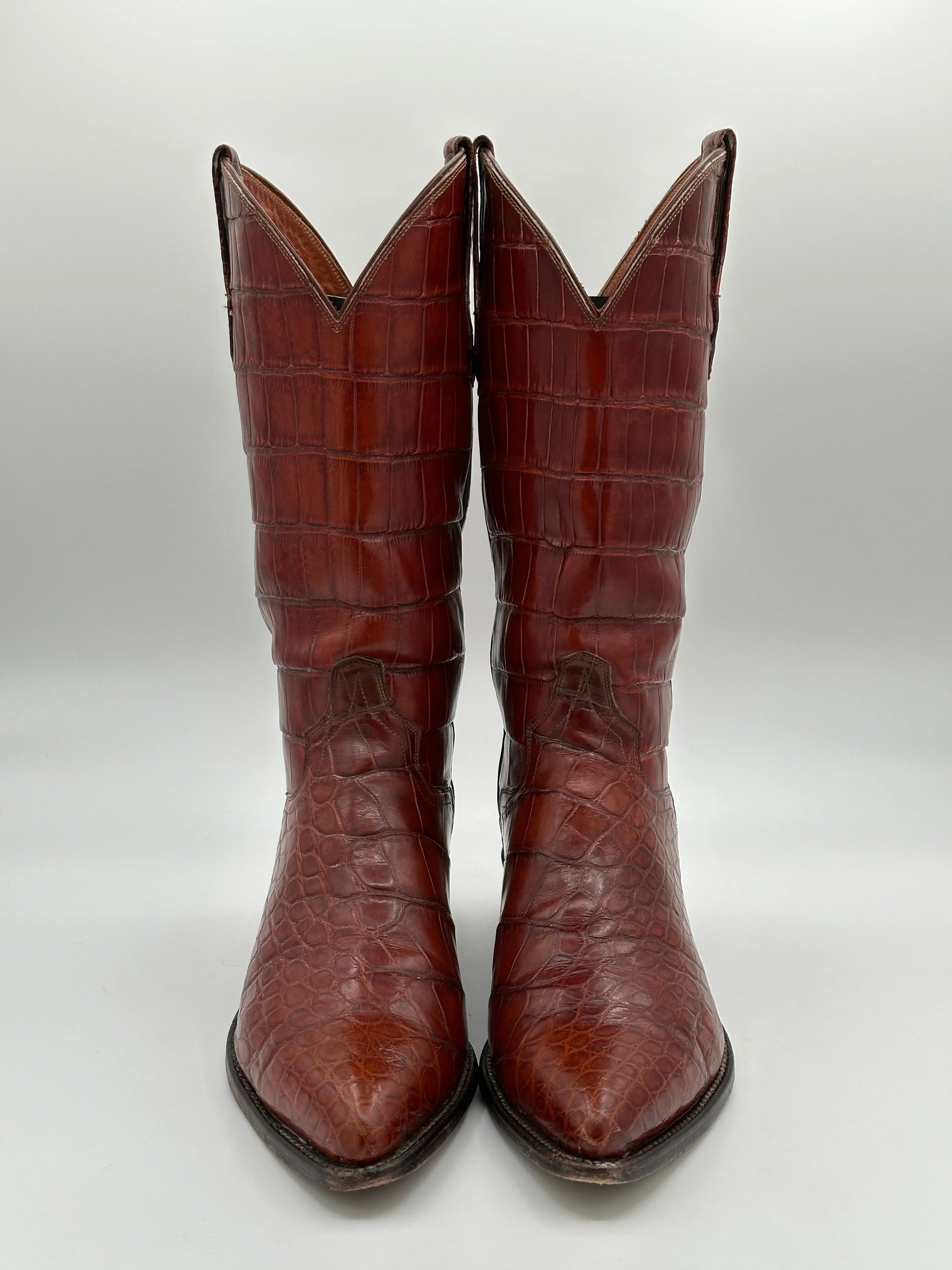 El Dorado Custom Full American Alligator Cowboy Boots size 9 D