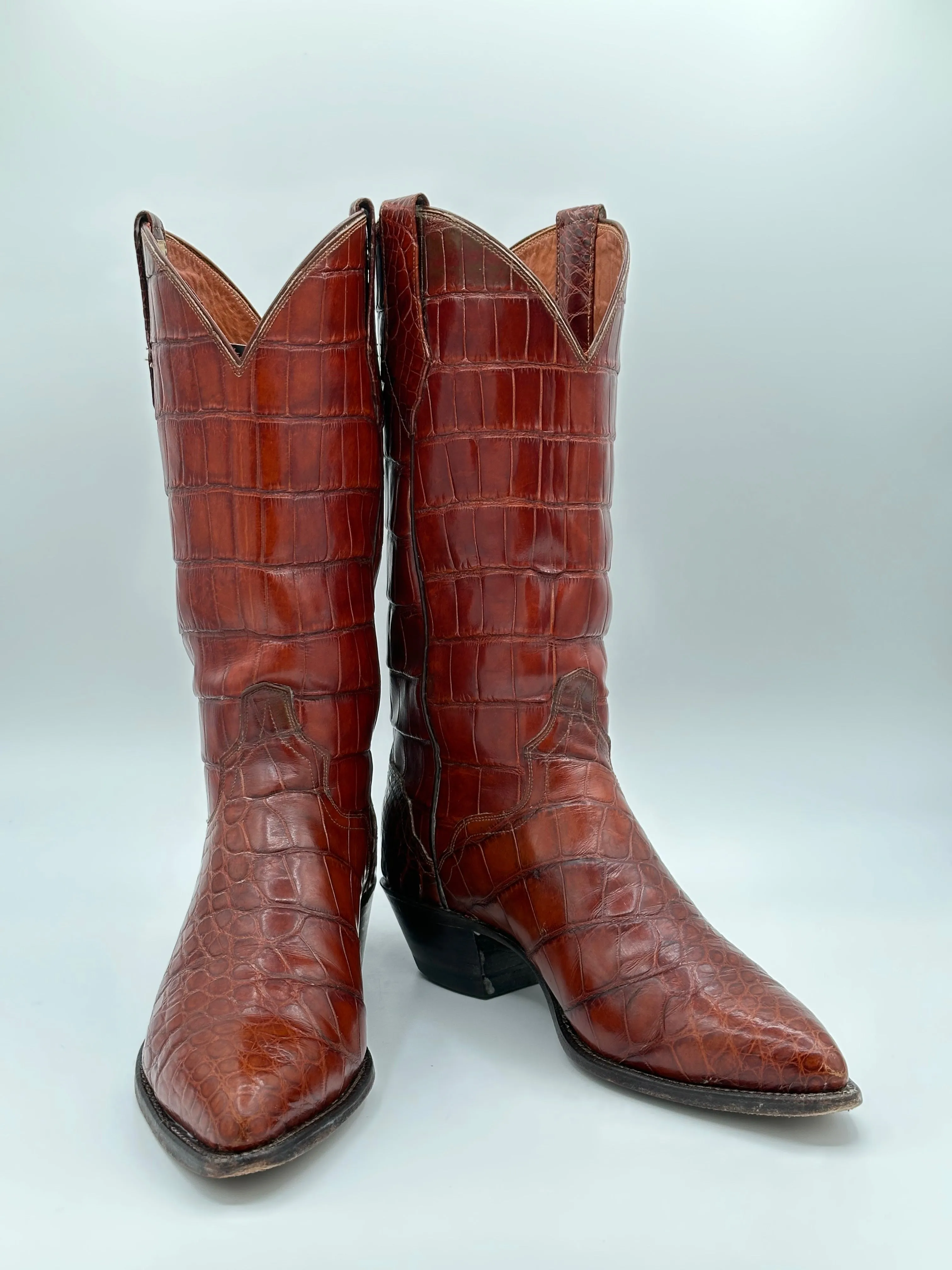 El Dorado Custom Full American Alligator Cowboy Boots size 9 D